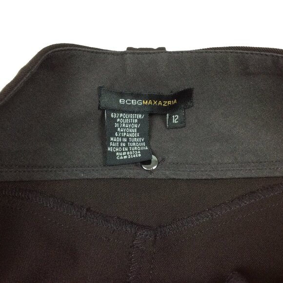 BCBG MaxAzria High Rise Trouser Pants Stretch Career Academia Brown 12 - Picture 3 of 6